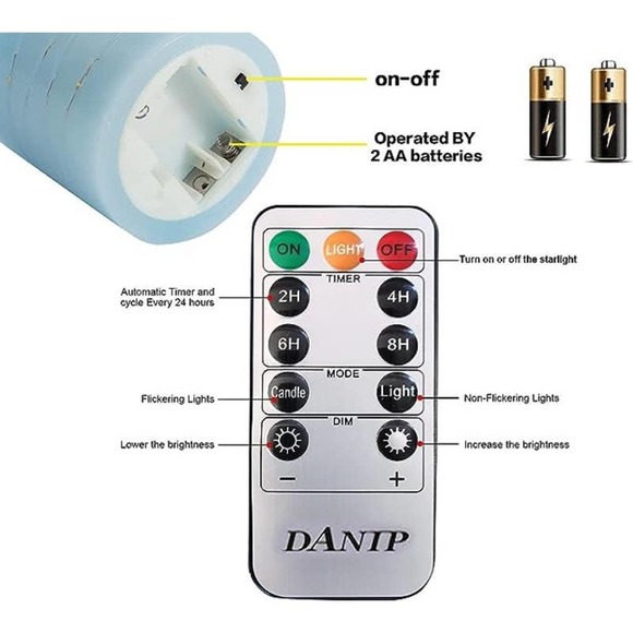 Sky Blue Starlight String 3 LED 11 Key Remote Control 24 Hour Flameless … - Picture 7 of 7